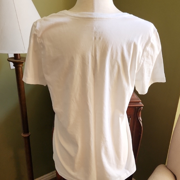 GUC Converse Women's White Floral V-Neck Graphic Tee-Size L - Picture 3 of 4